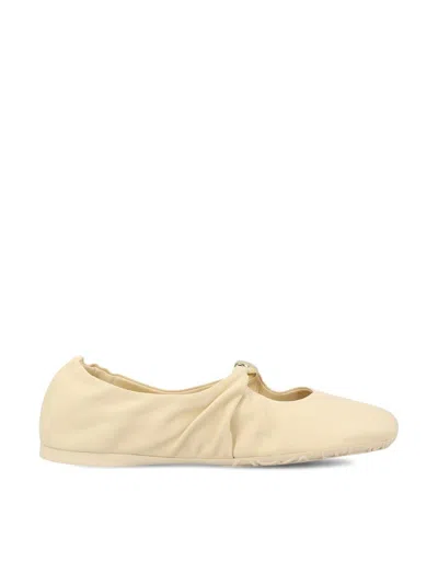 Loewe Pebble Soft Pleated Knot Ballet Flats In Neutral