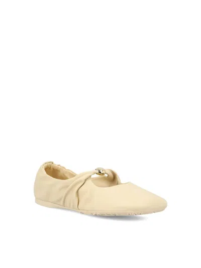 Loewe Pebble Soft Pleated Knot Ballet Flats In Neutral