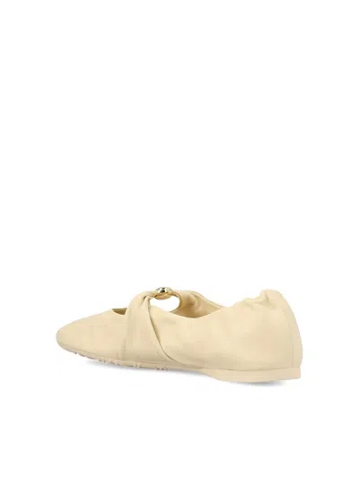 Loewe Pebble Soft Pleated Knot Ballet Flats In Neutral