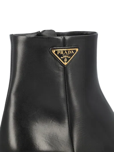 Prada Stylish Ankle Boots Kitten Heel In Black