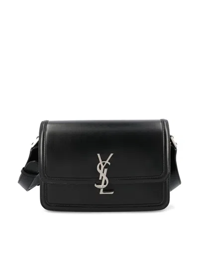 Saint Laurent Monogram-logo Leather Messenger Bag In Black