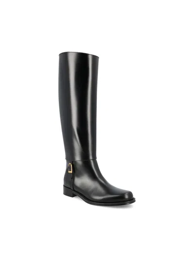 Saint Laurent Julia Calf-leather Buckle Boots In Black