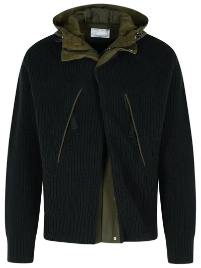 Sacai Black Wool Blend Jacket In Black