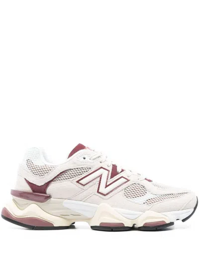 New Balance 9060 Low-top Sneakers In Linen And Burgundy In Neutral