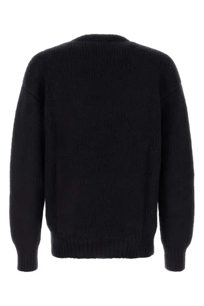Saint Laurent Midnight Blue Alpaca Blend Sweater In Blue