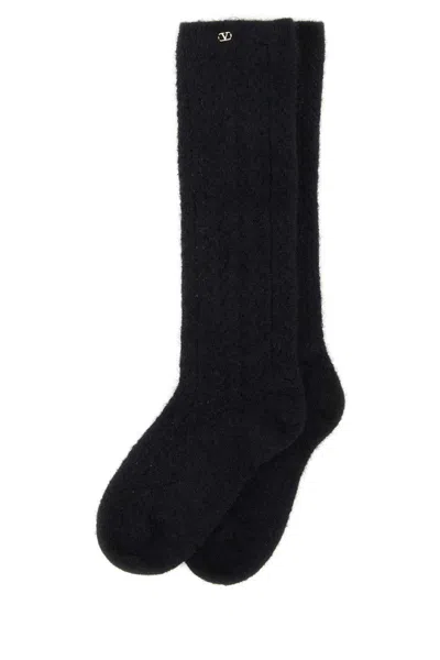 Valentino Stretch Mohair Blend Knee-high Socks In Black