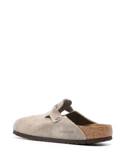 Birkenstock Boston Suede Slippers In Neutral