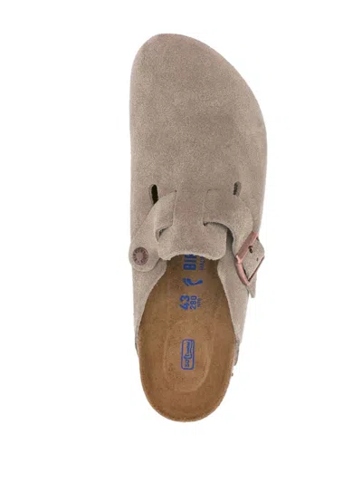 Birkenstock Boston Suede Slippers In Neutral