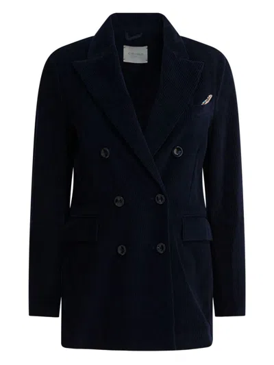 Circolo 1901 Double-breasted Jacket Featuring Chest Pocket In Blue