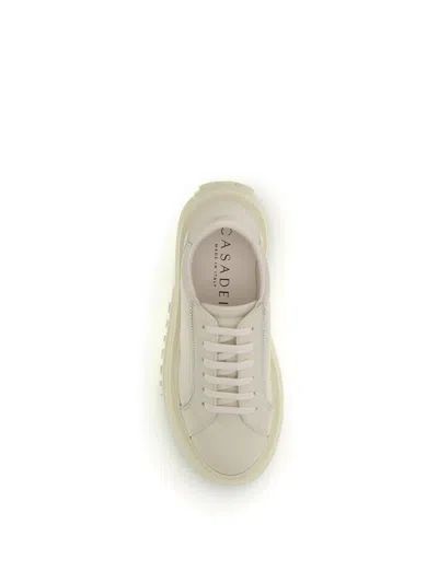 Casadei Low Top Sneakers With Embellished Platform Sole In White