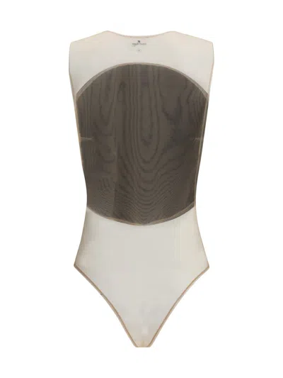 Courrèges Illusion Mesh And Duchesse-satin Bodysuit In Black