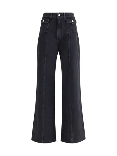7 For All Mankind Lotta Wide Leg Jeans In Black
