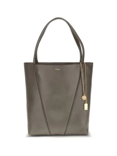 Chloé Women Spin Large Tote Bag In Gray