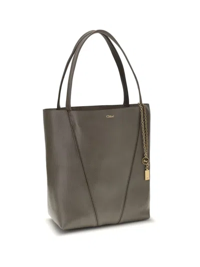 Chloé Women Spin Large Tote Bag In Gray