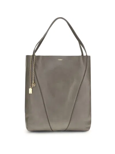 Chloé Women Spin Large Tote Bag In Gray