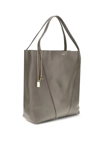 Chloé Women Spin Large Tote Bag In Gray