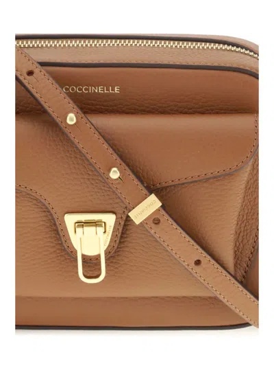 Coccinelle Textured Leather Crossbody Bag In Brown