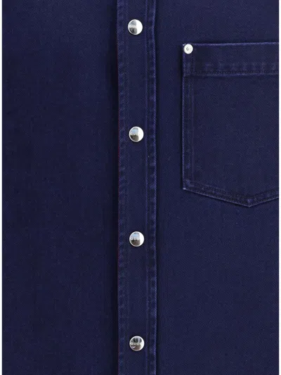 Gucci Denim And Flanel Reversible Shirt In Blue