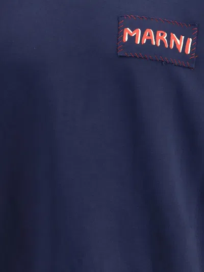 Marni Sweater With Embroidered Logo In Blue