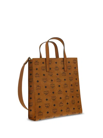 Mcm Women Printed Canvas Small Aren Shopping Bag In Brown
