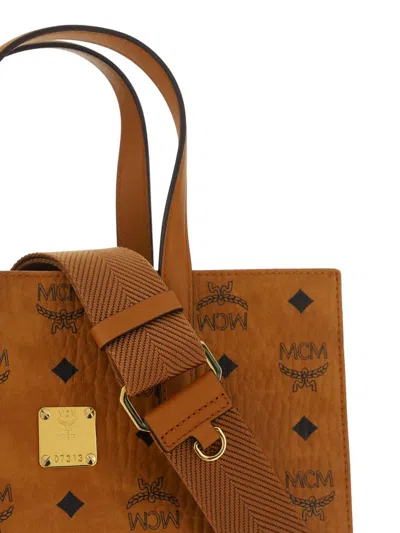 Mcm Women Printed Canvas Small Aren Shopping Bag In Brown