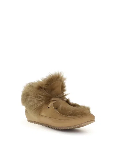 Pedro Garcia Jadine Fur-lined Mixed Leather Moccasins In Brown