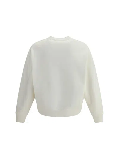 Palm Angels White Cotton Sweatshirt In White
