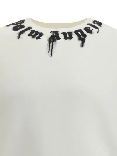 Palm Angels White Cotton Sweatshirt In White
