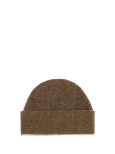 Ami Alexandre Mattiussi Brown Alpaca Striped Ami De Coeur Beanie Brown In Brown