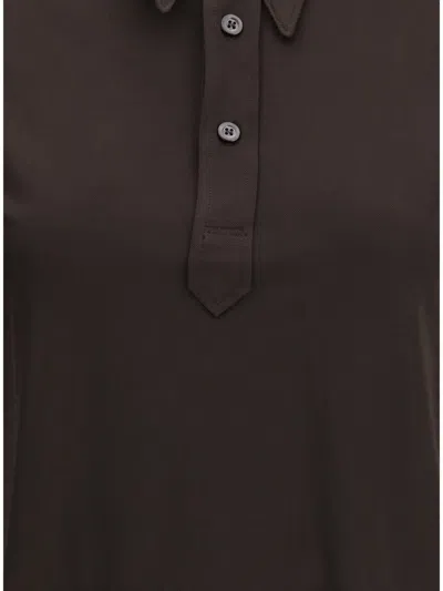 Maison Margiela Short Sleeved Buttoned Polo Shirt In Brown