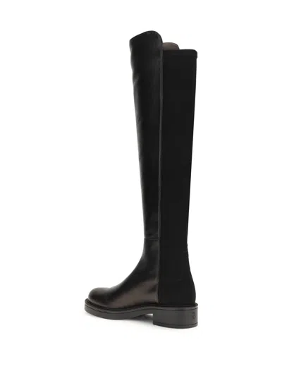 Stuart Weitzman Nappa Leather And Fabric Celia Knee Boots In Black