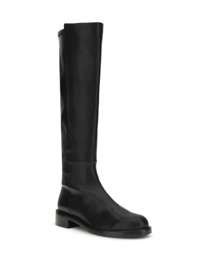 Stuart Weitzman High Leather Ankle Boots With Block Heel In Black