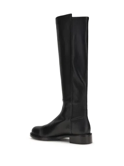 Stuart Weitzman High Leather Ankle Boots With Block Heel In Black