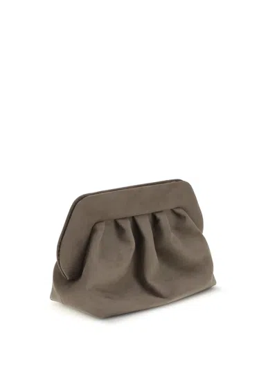 Themoirè Medium Bios Clutch Colour Mud Suede Effect In Brown