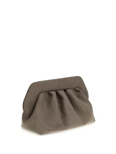Themoirè Medium Bios Clutch Colour Mud Suede Effect In Brown