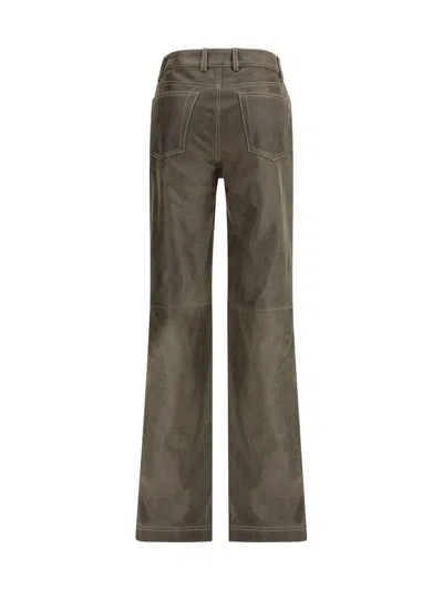Etro Flared Leather Trousers In Green