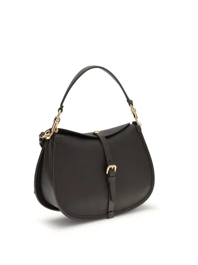 Etro Women Medium Grained Leather Shoulder Bag With Buckle In Black