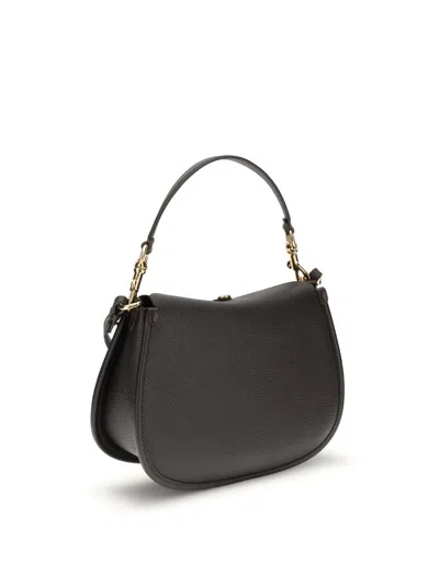 Etro Women Medium Grained Leather Shoulder Bag With Buckle In Black