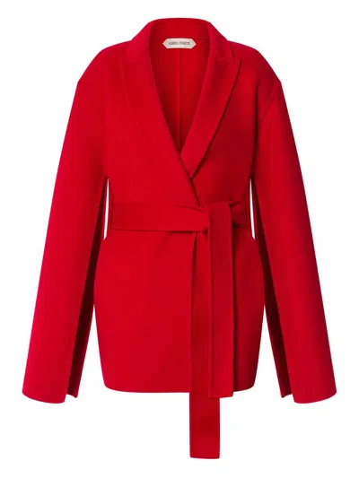 Alberta Ferretti Double-breasted Belted Blazer In Red