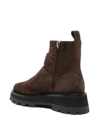 Jimmy Choo 45mm Meena Flat Suede Ankle Boots In Brown
