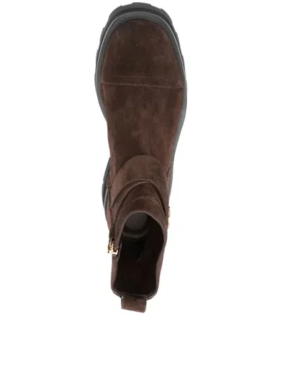 Jimmy Choo 45mm Meena Flat Suede Ankle Boots In Brown