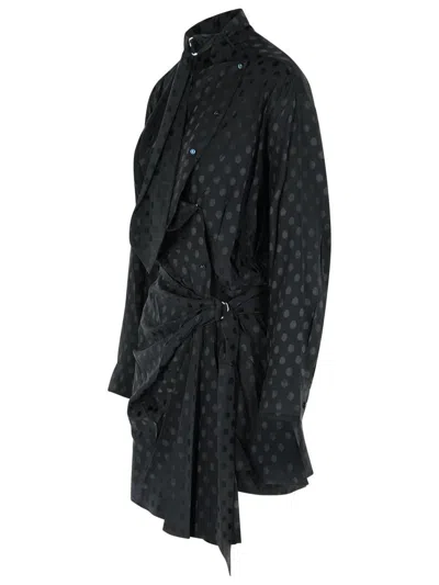 Isabel Marant Dots Print Wrap Dress Belted Waist In Black