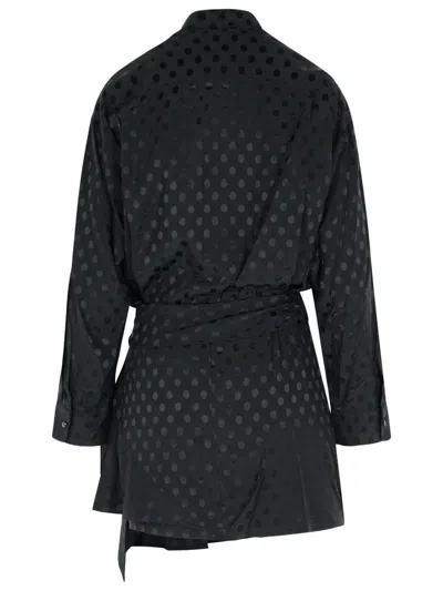 Isabel Marant Dots Print Wrap Dress Belted Waist In Black