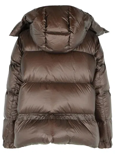Sacai Removable-hood Quilted Down Jacket In Brown