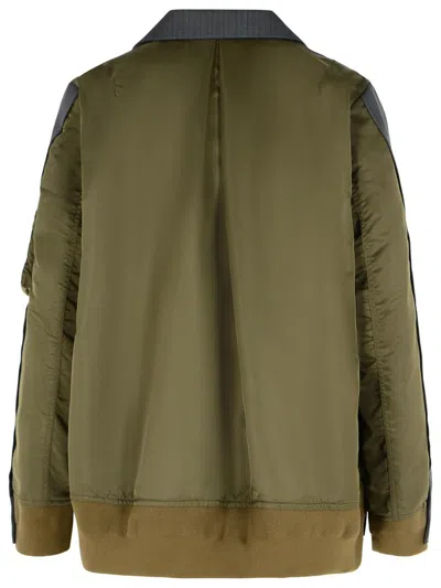 Sacai Double-breasted Wool And Nylon Blazer In Gray