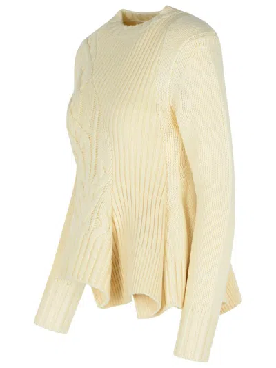 Sacai Ivory Wool Sweater In Neutral