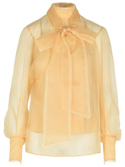 Zimmermann Memento Organza Bow-lace Blouse In Neutral