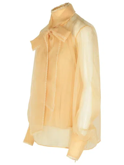 Zimmermann Memento Organza Bow-lace Blouse In Neutral