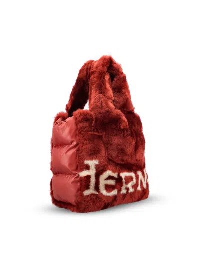 Herno Faux-fur Logo-embellishment Tote Bag In Brown