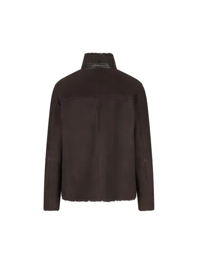 Herno Jacket In Lamb Shearling In Brown